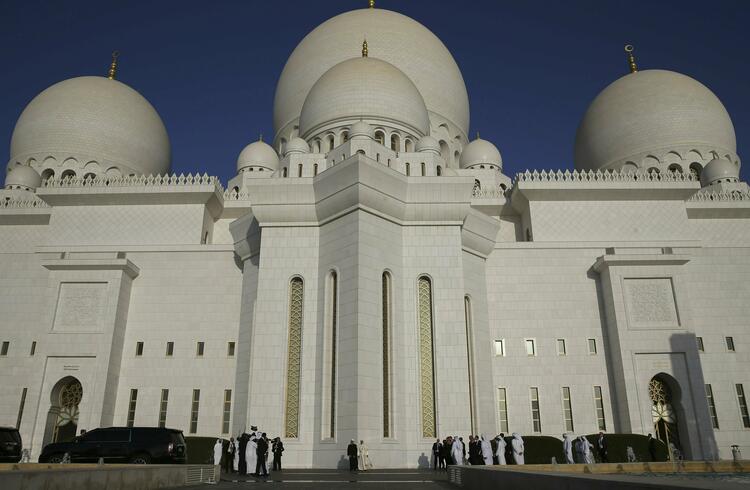 Pope Francis, right, and the Grand Imam of Al Azhar Ahmed el-Tayeb pose for a photo at the Sheikh Zayed Grand Mosque in Abu Dhabi, United Arab Emirates, on Feb. 4, 2019. (AP Photo/Kamran Jebreili)