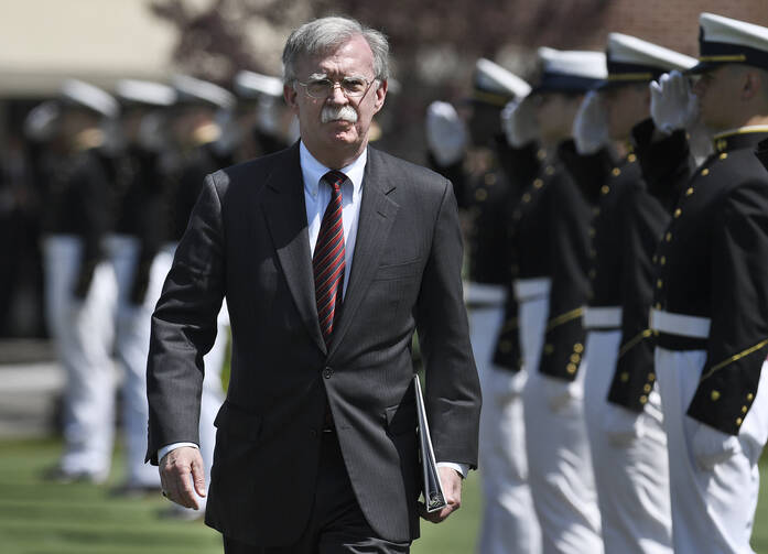 National Security Adviser John Bolton, seen here at the commencement for the United States Coast Guard Academy in New London, Conn., on May 22, has been a proponent of putting “maximum pressure” on Iran. (AP Photo/Jessica Hill)