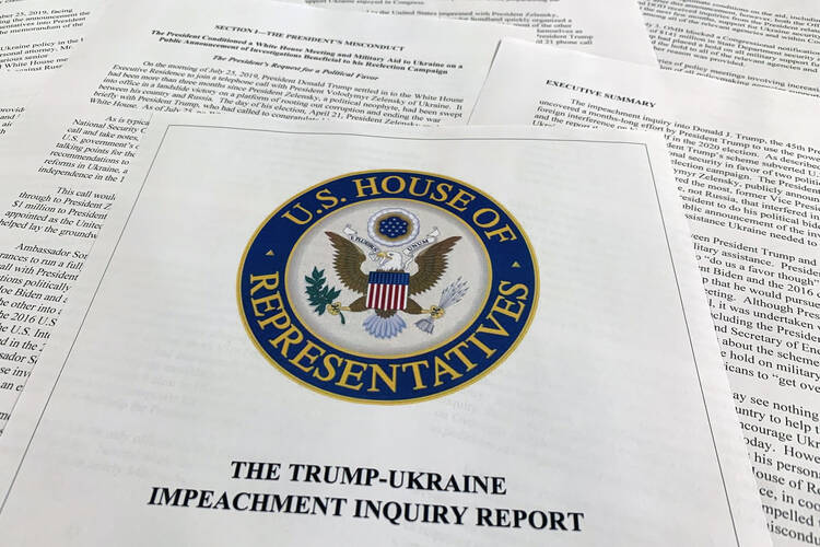 The House released a sweeping impeachment report outlining evidence of what it calls Trump’s wrongdoing toward Ukraine. The findings will serve as the foundation for debate over whether the 45th president should be removed from office. (AP Photo/Jon Elswick)