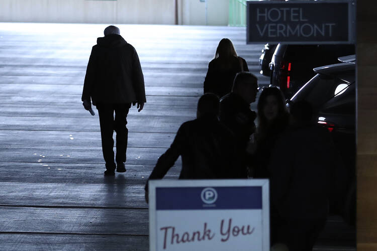 Democratic presidential candidate Sen. Bernie Sanders walks to his car after speaking to reporters on March 11 in Burlington, Vt. (AP Photo/Charles Krupa)