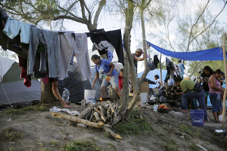 A camp in Matamoros, Mexico, for migrants from Central America seeking asylum in the United States. Photo taken on Nov. 5, 2019. (AP Photo/Eric Gay, File)