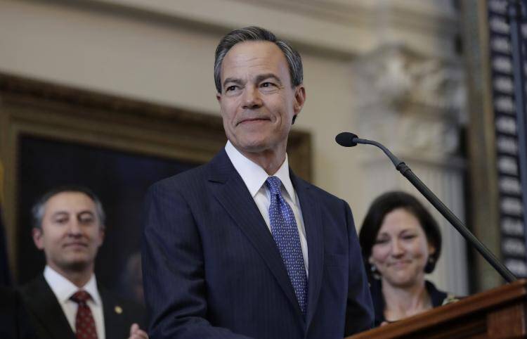 In this Jan. 10, 2017, file photo, Texas Speaker of the House Joe Straus, R-San Antonio, stands before the opening of the 85th Texas Legislative session in the house chambers at the Texas State Capitol in Austin, Texas. (AP Photo/Eric Gay, File)