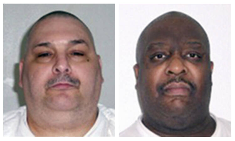 This combination of undated file photos provided by the Arkansas Department of Correction shows death-row inmates Jack Jones, left, and Marcel Williams. (Arkansas Department of Correction via AP, File)