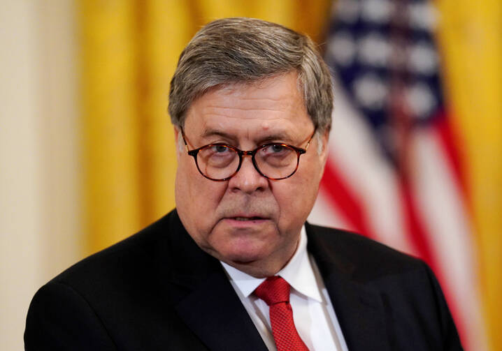 U.S. Attorney General William Barr is seen at the 2019 Prison Reform Summit in the East Room of the White House in Washington April 1. Barr ordered the reinstatement of the federal death penalty July 25 for the first time in 16 years. (CNS photo/Yuri Gripas, Reuters)