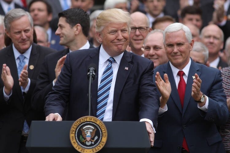 President Donald Trump at the White House, May 4 (CNS photo/Carlos Barria, Reuters) 