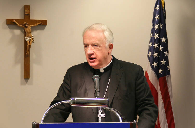  In this 2017 file photo, Bishop Michael J. Bransfield, then head of the Diocese of Wheeling-Charleston, W.Va., is seen at Wheeling Hospital. The Vatican announced his retirement from the diocese Sept. 13, 2019. (CNS photo/Colleen Rowan, The Catholic Spirit) 