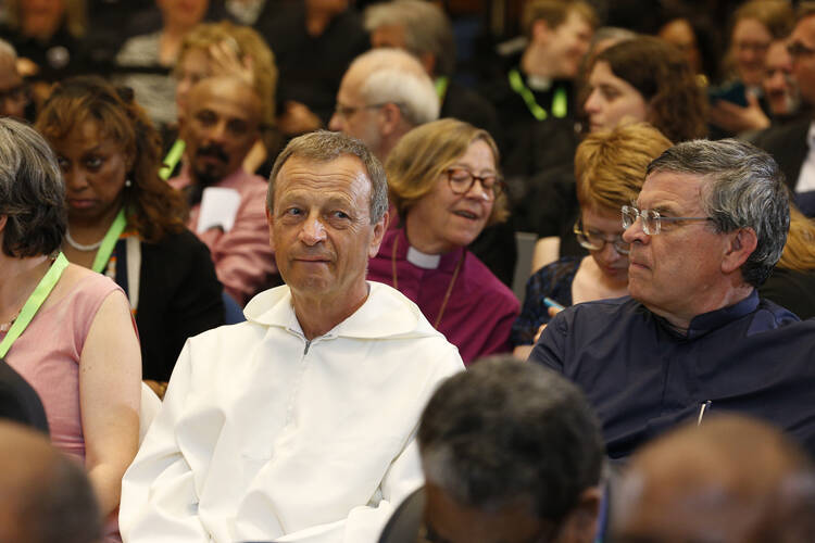 Brother Alois Leser, prior of the Taizé ecumenical community in France, is seen before the encounter at the World Council of Churches' ecumenical center in Geneva June 21. (CNS photo/Paul Haring)