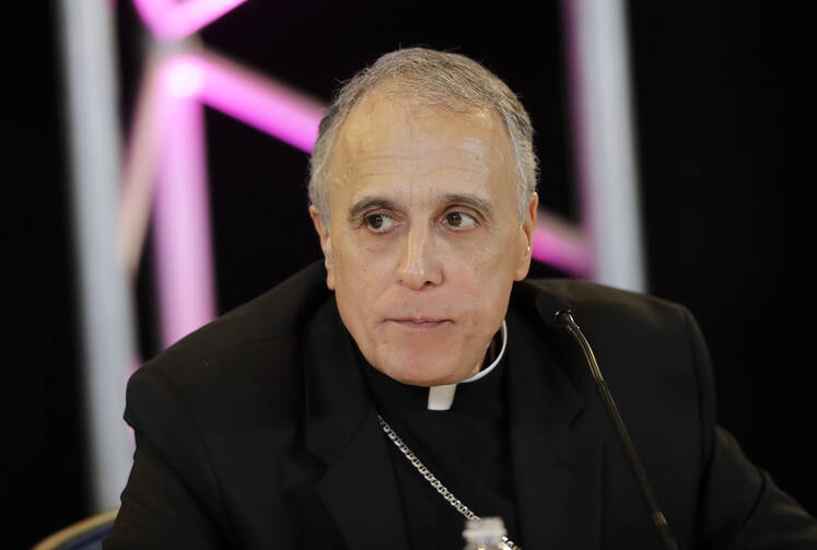 In this Nov. 15, 2016, file photo, Cardinal Daniel DiNardo of the Archdiocese of Galveston-Houston, the newly-elected president of the United States Conference of Catholic Bishops, speaks at a news conference at the USCCB's annual fall meeting in Baltimore. (AP Photo/Patrick Semansky, File)