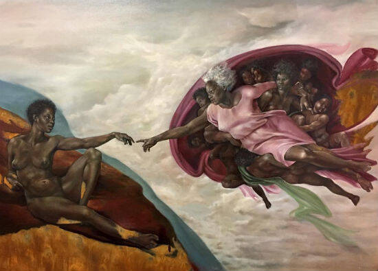 Afro-Latina artist reimagines Michelangelo's The Creation of Adam