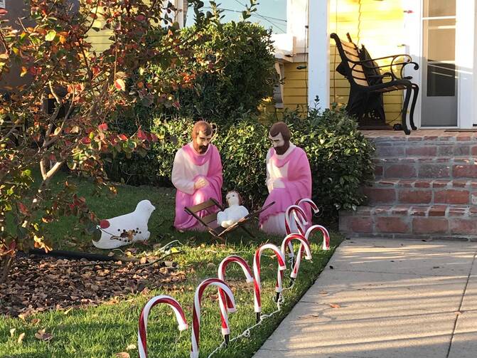 The comedian Cameron Esposito tweeted this photo of a Nativity scene with two Josephs. (@cameronesposito)