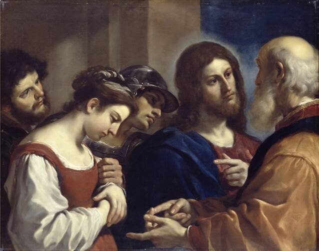 “Christ with the Woman Taken in Adultery,” by Guercino, 1621 (Wikimedia Commons)