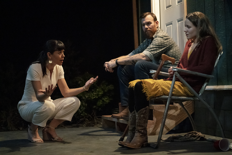 Zoë Winters, Jeb Kreager and Julia McDermott in ‘Heroes of the Fourth Turning’ at Playwrights Horizons. Photo: Joan Marcus