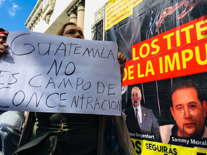 Demonstrating against the deal in Guatemala City. Photo by Jackie McVicar.