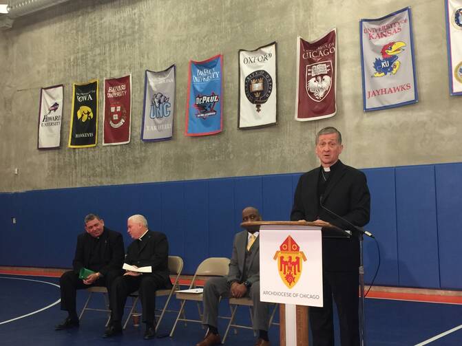  Cardinal Blase Cupich announces the creation of a new anti-violence initiative in Chicago on April 4. 