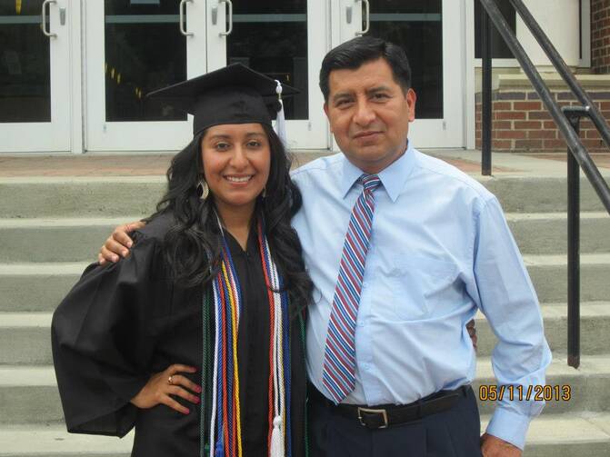 Belsy García Manrique, a student at Loyola University Chicago’s Stritch School of Medicine, with her father, Felix. 