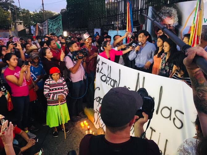 Family members and indigenous activists protest outside the courtroom as the killers of Berta Cáceres were convicted. But did the investigation go far enough. Photo by Jackie McVicar
