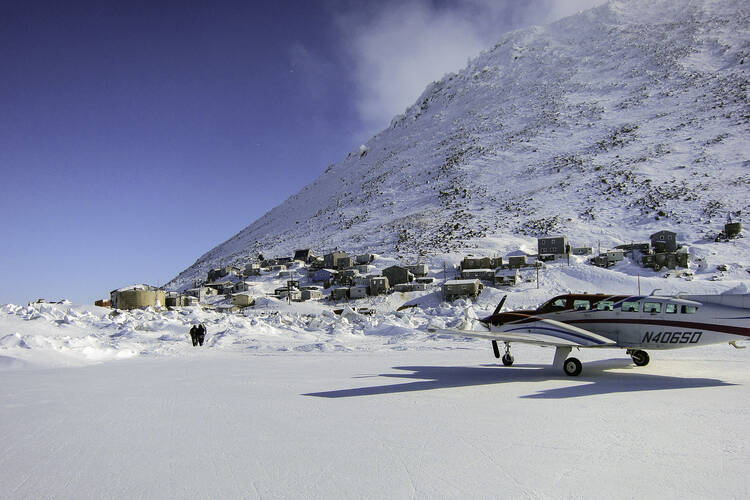 KNOM reporters land in a remote village of western Alaska to cover a news story.