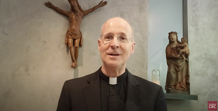 James Martin, S.J., an editor-at-large at America, introduces “Outreach 2020: Catholic Leaders Speak with the LGBTQ Community.” (screenshot from YouTube)