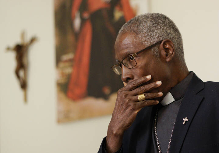 Mali bishop Jean-Gabriel Diarra listens to question during an interview with The Associated Press in Rome on Tuesday, June 27, 2017.  (AP Photo/Andrew Medichini)