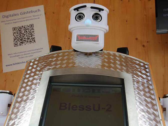 The Evangelical Church in Hesse and Nassau doesn't want to replace human pastors with robots. It just wants to get people talking about the nature of blessing. Photo by Emily McFarlan Miller