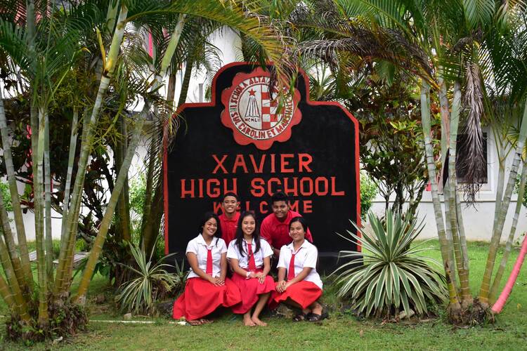 Students at Xavier High School in Chuuk, Federated States of Micronesia. (Photo by Emily Zlevor, courtesy of Xavier High School. Provided to America Media by Mary McAuliffe.)