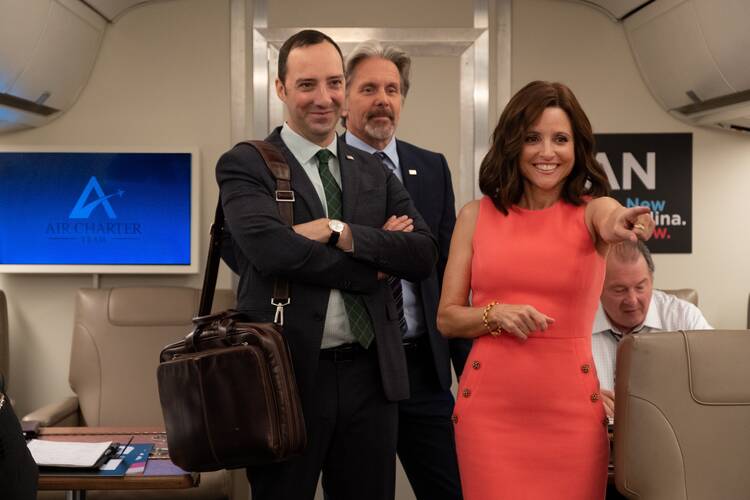 Tony Hale, Gary Cole and Julia Louis-Dreyfus in “Veep” (Colleen Hayes/HBO)