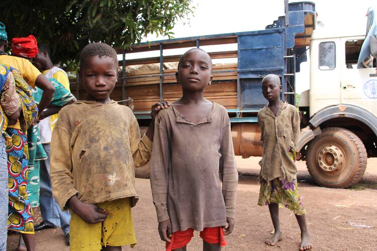 Catholic Relief Services delivers seed and farming tools in Central African Republic in 2014. Photo: Kevin Clarke.