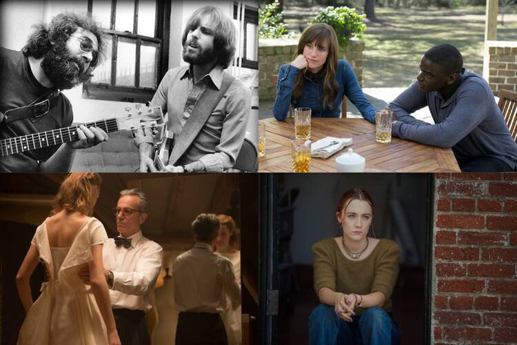 Photos: clockwise from top left: “Long Strange Trip” (Amazon Studios); “Get Out” (Universal Pictures); Phantom Thread” (Focus Features); and “Lady Bird” (A24)  