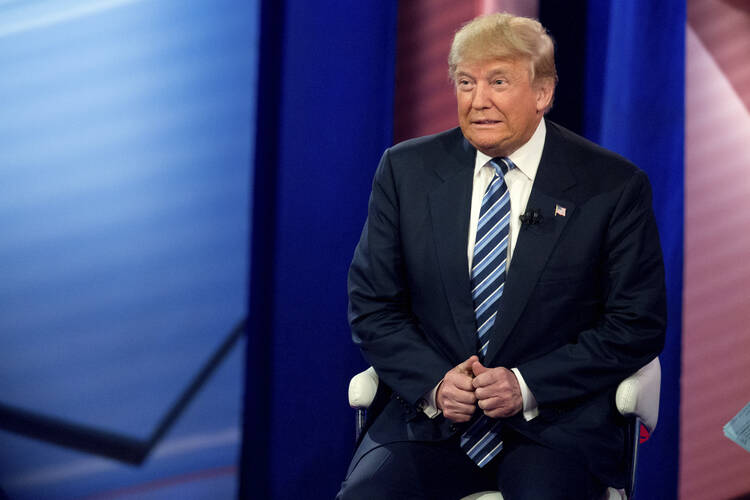 Republican presidential candidate Donald Trump at a CNN town hall at the University of South Carolina in Columbia, S.C., on Thursday. (AP Photo/Andrew Harnik)