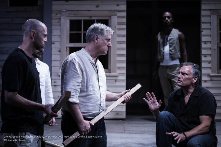 The author, left, in a stage version of 'To Kill a Mockingbird' playing in Greensboro, Vt.