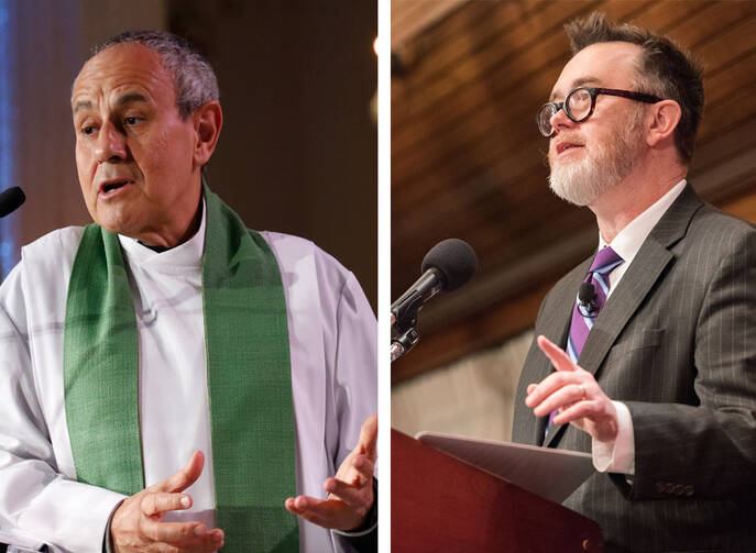 Julián Carrón and Rod Dreher (CNS photos Gregory A. Shemitz/The Trinity Forum) 