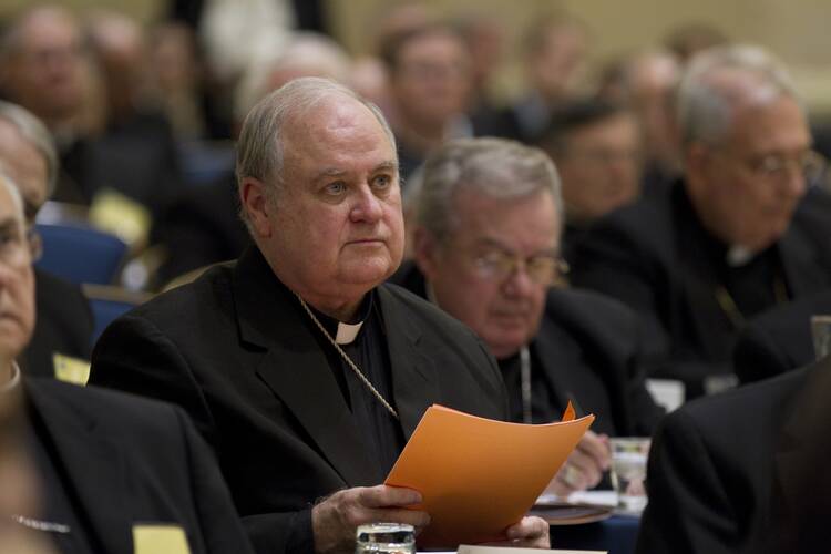 Bishop Robert W. Muench of Baton Rouge, La., attends the U.S. Conference of Catholic Bishops annual fall meeting in Baltimore in November 2010. (CNS photo/Nancy Wiechec)