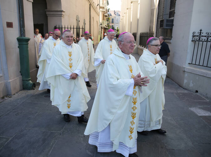 Bishops process into St. Louis Cathedral June 11 to celebrate Mass during the annual spring meeting of the U .S. Conference of Catholic Bishops in New Orleans. 