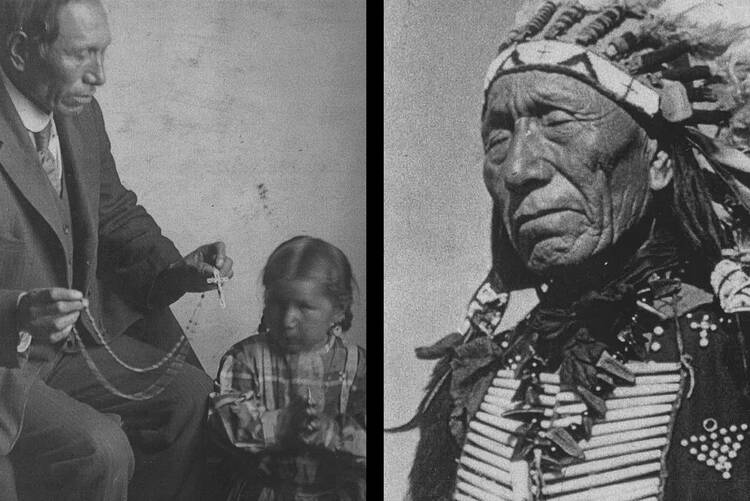 Black Elk as a Catholic teacher and as a Lakota leader. (Left photo: Marquette University Archives, Bureau of Catholic Indian Mission Records, ID 00559; right photo: Marquette University Archives, Bureau of Catholic Indian Mission Records, ID 01287/Ben Hunt)