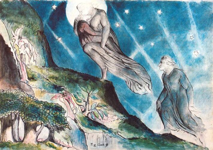 Lucia Carrying Dante in His Sleep by William Blake 1824-27