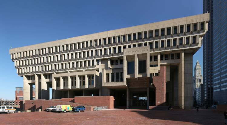 The brutalism of local government. (Boston City Hall image from Wikipedia)