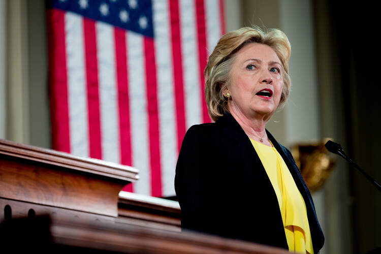 Democratic presidential candidate Hillary Clinton Speaks at the Old State House in Springfield, Ill., Wednesday, July 13, 2016. (AP Photo/Andrew Harnik)