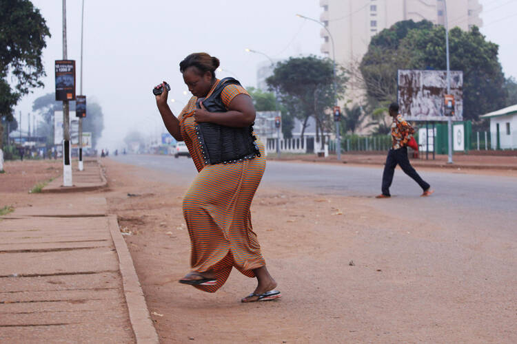 Running from gunfire in Bangui, Central African Republic