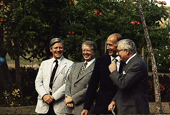 The Guadelupe Conference of January 1979--From left to right: Helmut Schmidt, Jimmy Carter, Valery Giscard d'Estaing and James Callaghan