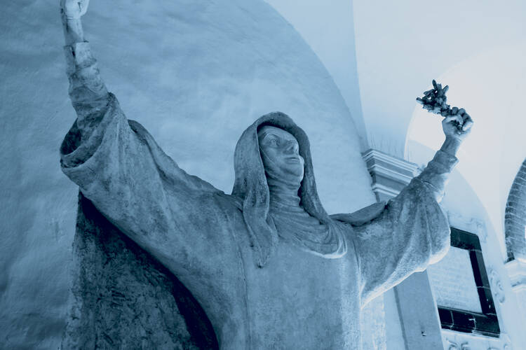 Statute of St. Catherine of Siena in Siena, Italy