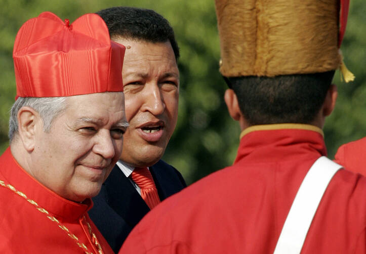 2006 file photo of Venezuelan President Hugo Chavez with Cardinal Savino of Caracas