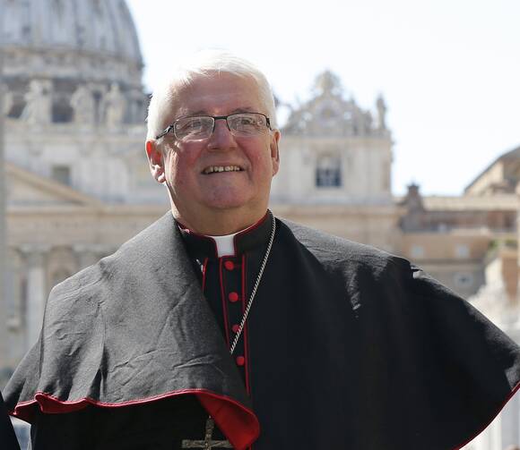 Bishop Douglas Crosby of Hamilton, Ontario, is seen at the Vatican April 25. (CNS photo/Paul Haring)