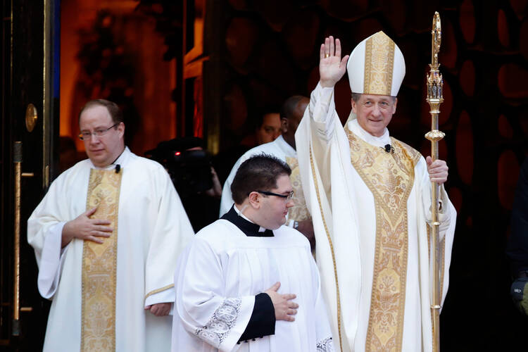 Archbishop Blase J. Cupich exits Holy Name Cathedral after installation as new archbishop of Chicago, Nov. 18 (CNS photo/Andrew Nelles, Reuters)