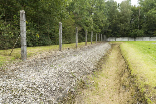 Ditch and fence, Dachau concentration camp 