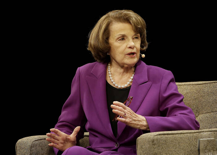 Sen. Dianne Feinstein, seen here at a San Francisco appearance on Aug. 29, was one of three Democrats who questioned judicial nominee Amy Coney Barrett about her Catholic beliefs. (AP Photo/Jeff Chiu)