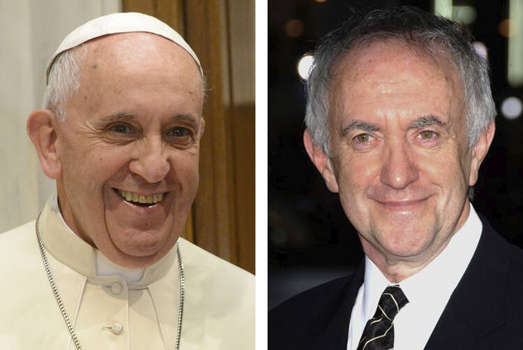 Pope Francis will be played by actor Johnathan Pryce (right), best known for Game of Thrones, in an upcoming Netflix film. 