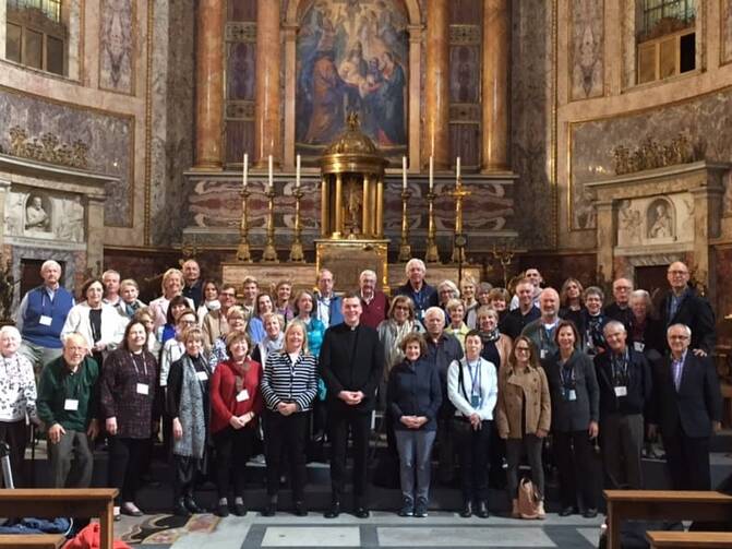 The pilgrims at the Gesu. 