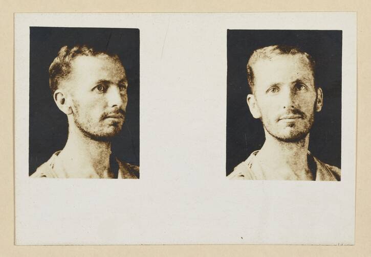 These photos were taken August 16, 1920, at St. Elizabeth's Hospital for the Insane. Salmon had been on a hunger strike for 34 days. (National Archives and Records Administration via the website BenSalmon.org)