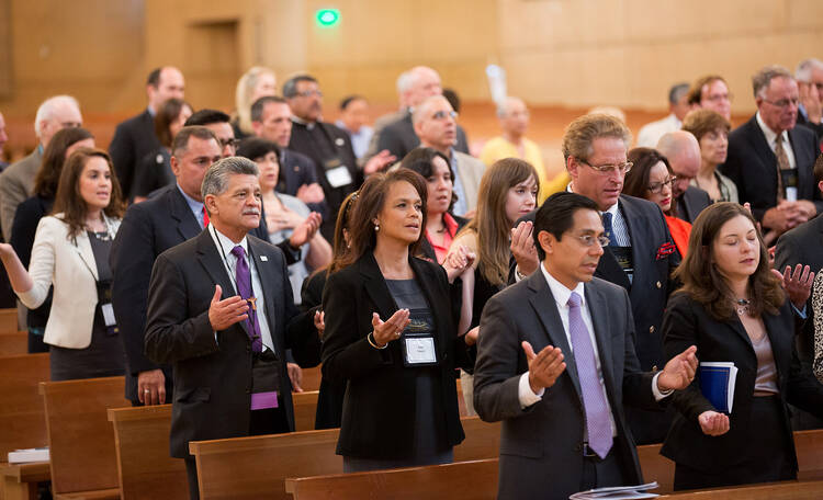 Members of Catholic Association of Latino Leaders gather for Mass at annual meeting in Los Angeles, Aug. 27