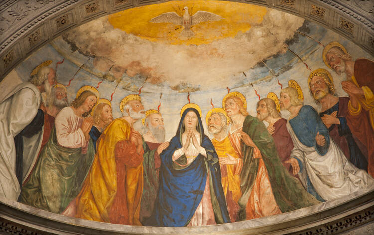A painting of Pentecost in Saint Anastasia church in Verona